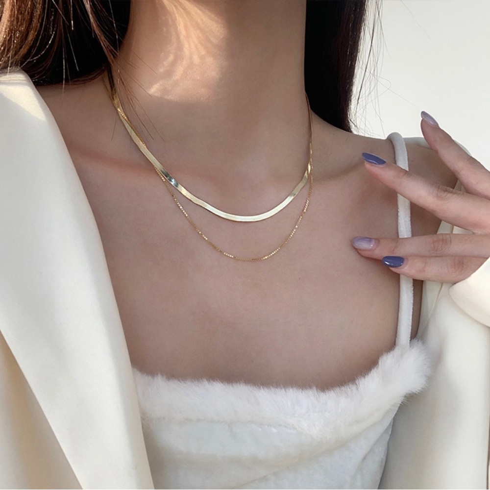 18K gold plated double layer necklace - Picture 1 of 4